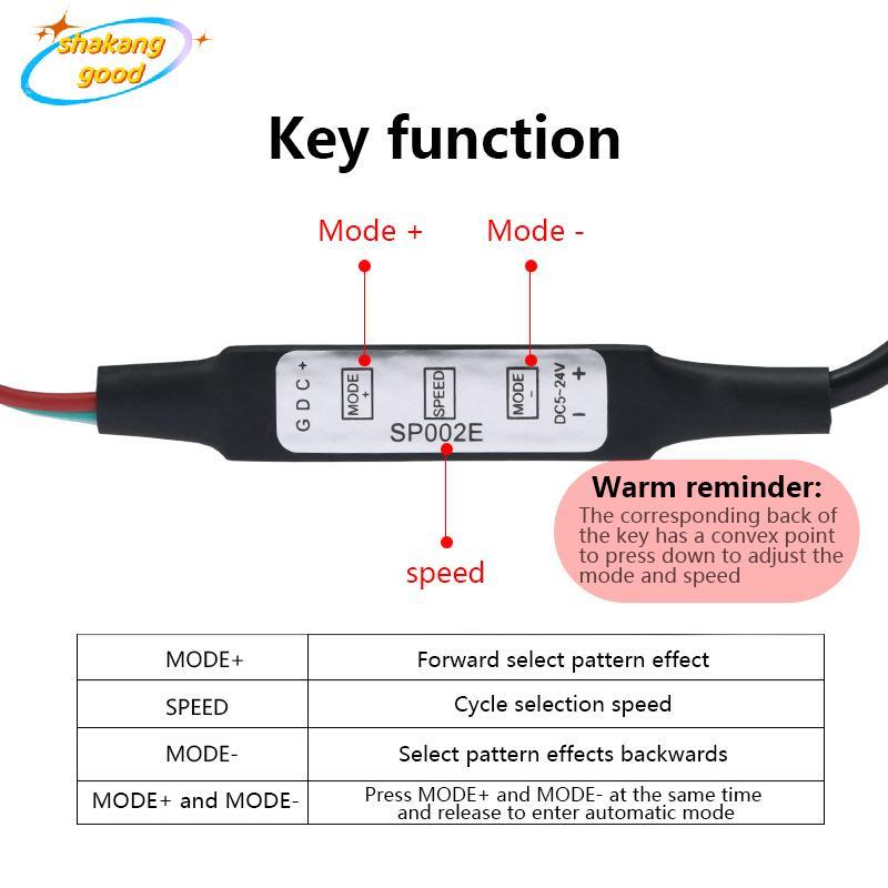 SKTH Mini WS2812B WS2811 Controller สําหรับพิกเซล LED Strip Light USB 3 คีย์ WS2812 ไฟ LED Strip SP6