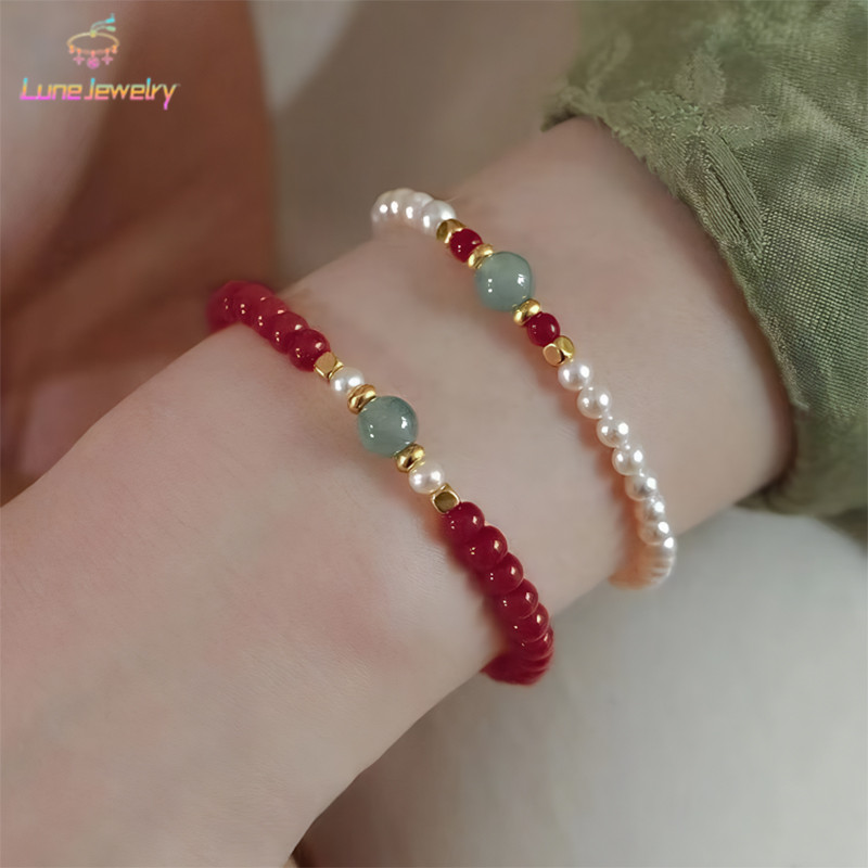 COD💖กำไลข้อมือสไตล์จีน สวยงาม มีเอกลักษณ์ ใช้งานได้หลากหลาย เหมาะสำหรับเป็นของขวัญคู่รัก ดีไซน์ประดับลูกปัด-Lune