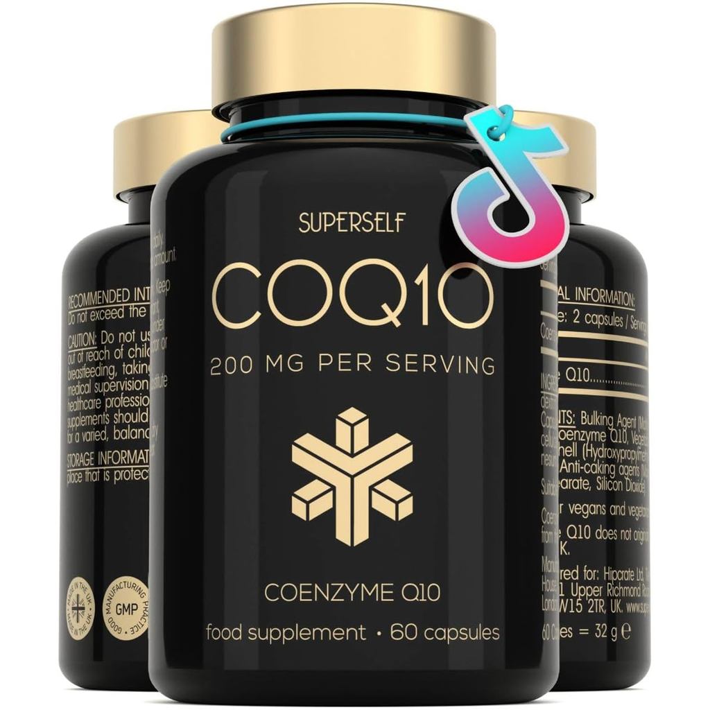 CoQ10 plement - Coenzyme Q10 High Strength 200mg - 60 แคปซูล - Enzyme Naturally Fermented Ubiquinone