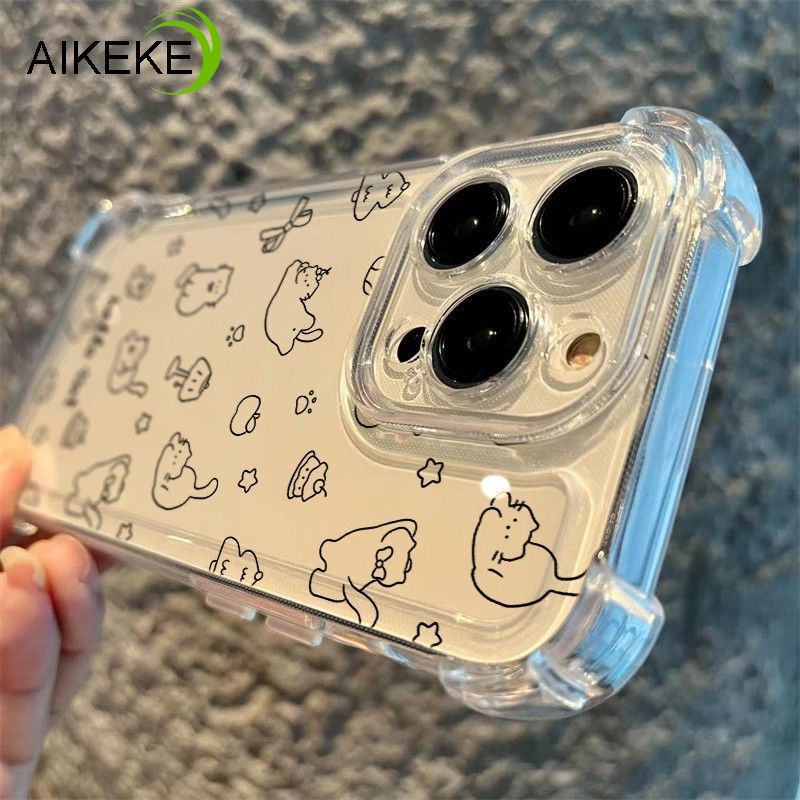 Insสไตล์Kitty Clearสี่มุมเคสโทรศัพท์สําหรับVivo V21E V20 SE V19 Neo V17 Pro V9 V5 Plus Y3 Y3S T4 Lit