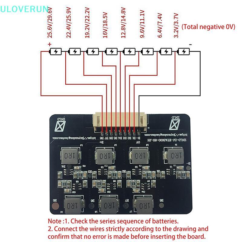 Uloverunlj.th BMS 2S-8S 1.2A Balance Board Lifepo4 LTO Active Equalizer Balancer Energy Transfer Boa