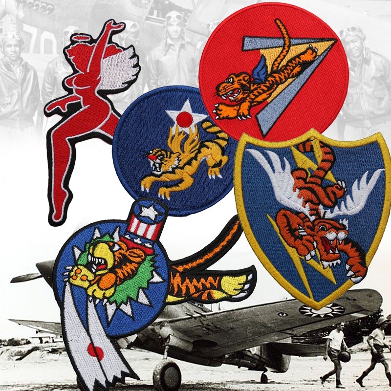 สัญลักษณ์หน้าอกและอาร์มแบนด์ลาย Flying Tigers ของ American World Army CBI พร้อมจัดส่งรวดเร็ว