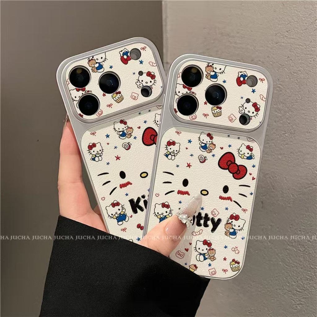 เคสโทรศัพท์ลายเฮลโลคิตตี้สุดน่ารัก ใช้ได้กับ iPhone 13/11/12/17/14/15Pro/16MAX/15Plus ทำจากหนังแท้คุณภาพสูง กันกระแทกได้