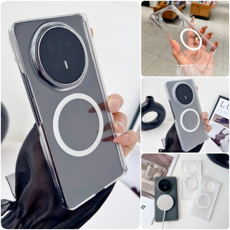 Magnetic Double Axis Matte Hard Casing Funda สําหรับ Honor Magic V6 V5 V3 VS3 V3 V2 Clear Black เคสก