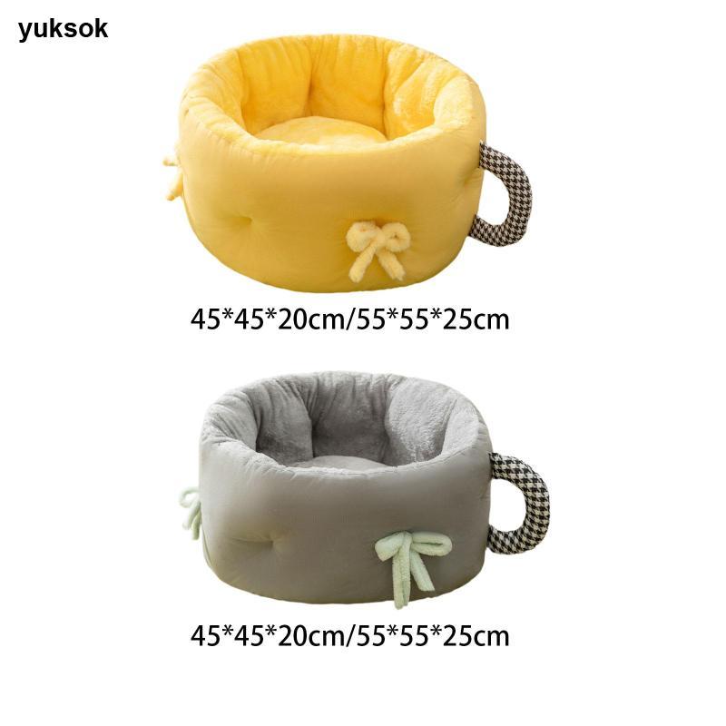 Yuksok ที่นอนแมวทรงกลม Snooze สําหรับแมวหรือสุนัขขนาดเล็กเตียงสุนัขแบบนุ่มสําหรับแมวแมวสุนัข