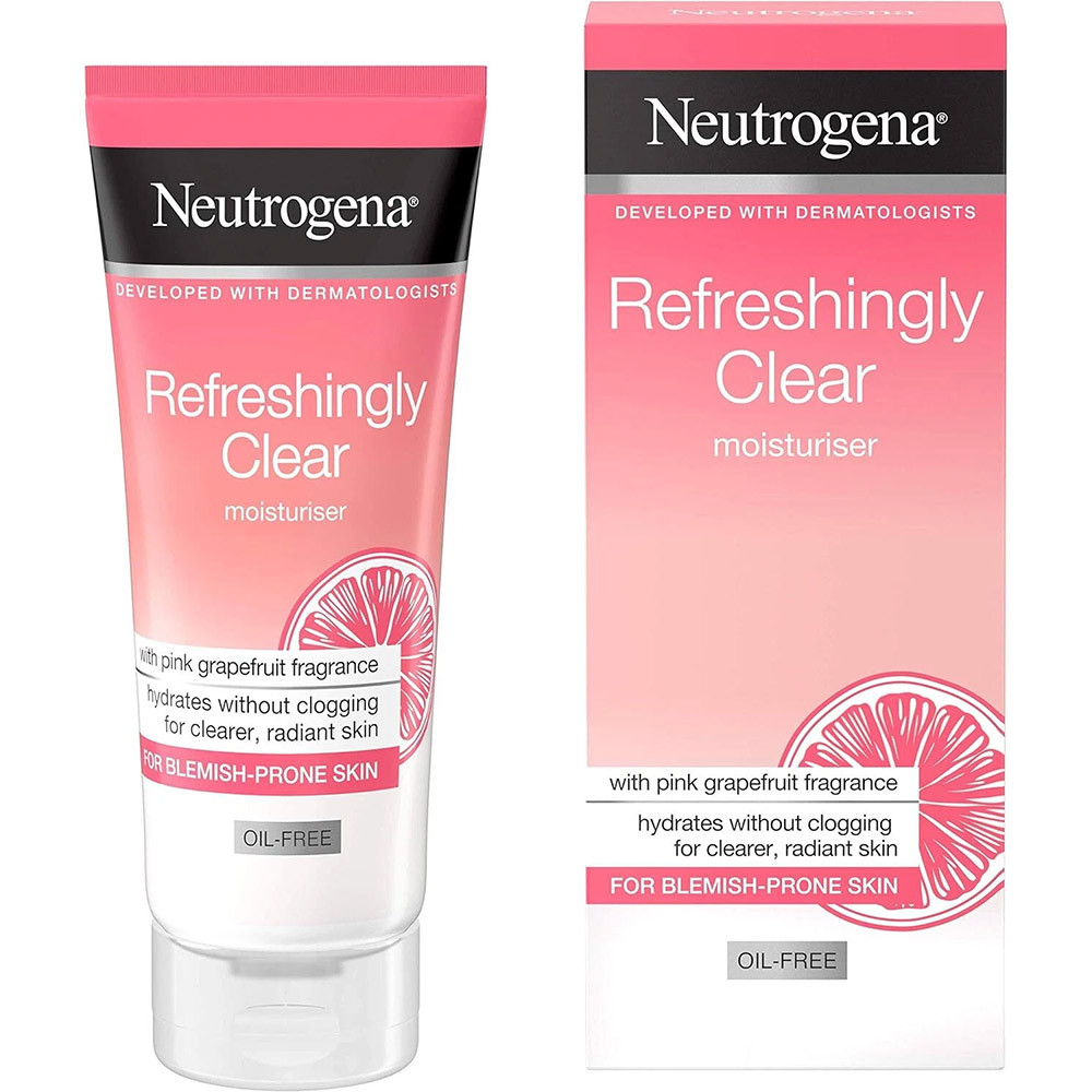 Neutrogena Pink Grapefruit Oil Free Acne Moisturizer  focusing on dryness