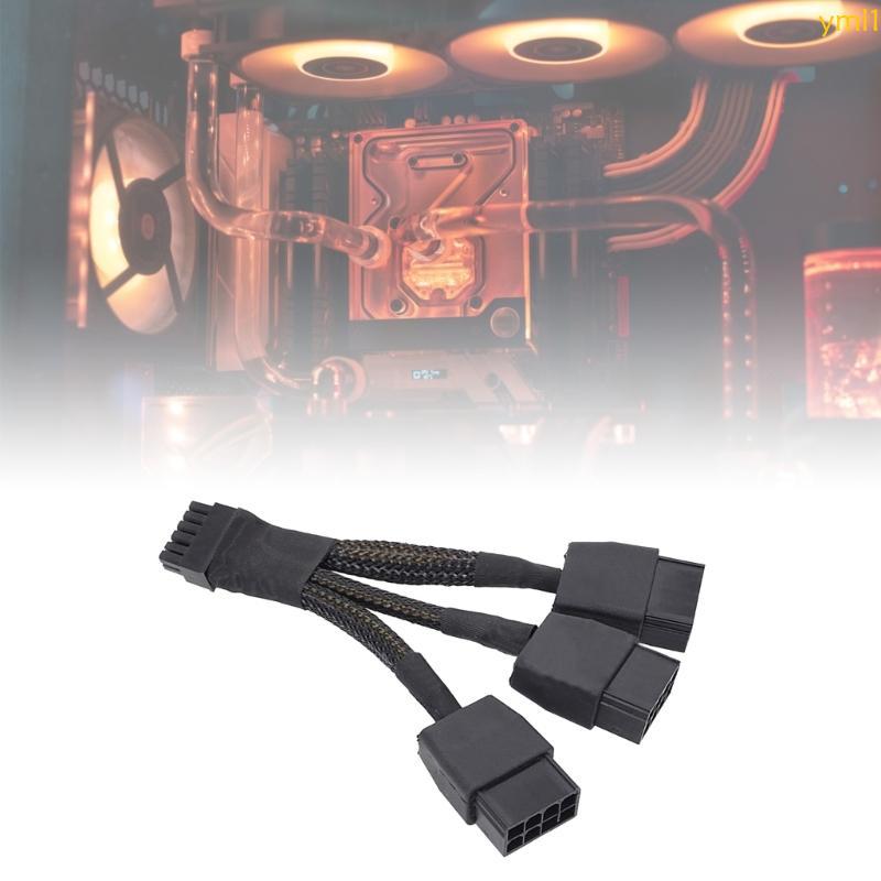 Yml1 18AWG 12Pin ถึง 3x8Pin PCI-E Sleeved Extension Cable 12Pin ถึง 3x8Pin สําหรับ RTX 3070