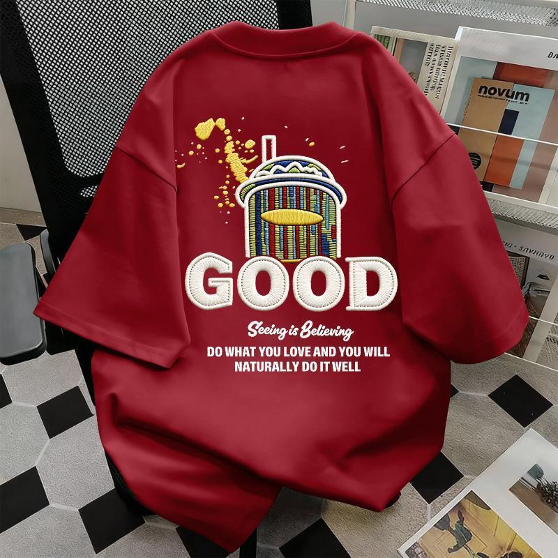 【My-T】🌸เสื้อยืดแฟชั่น Oversize ผ้าคอตตอน 100% ลาย “GOOD Beverage” สไตล์ลำลอง คอกลม แขนสั้น ผ้านุ่มสบ