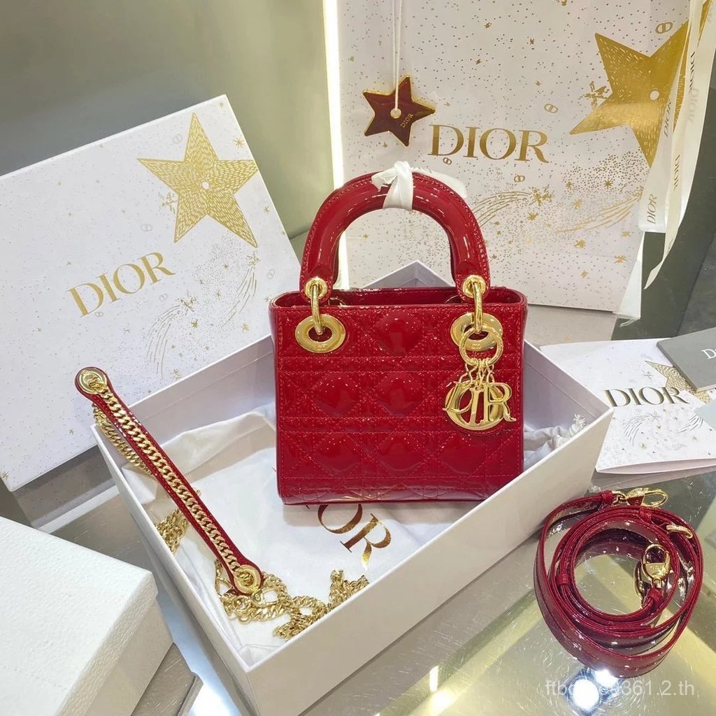 Dior Dior Dior Cherry Red Patent Leather 3 Grid W