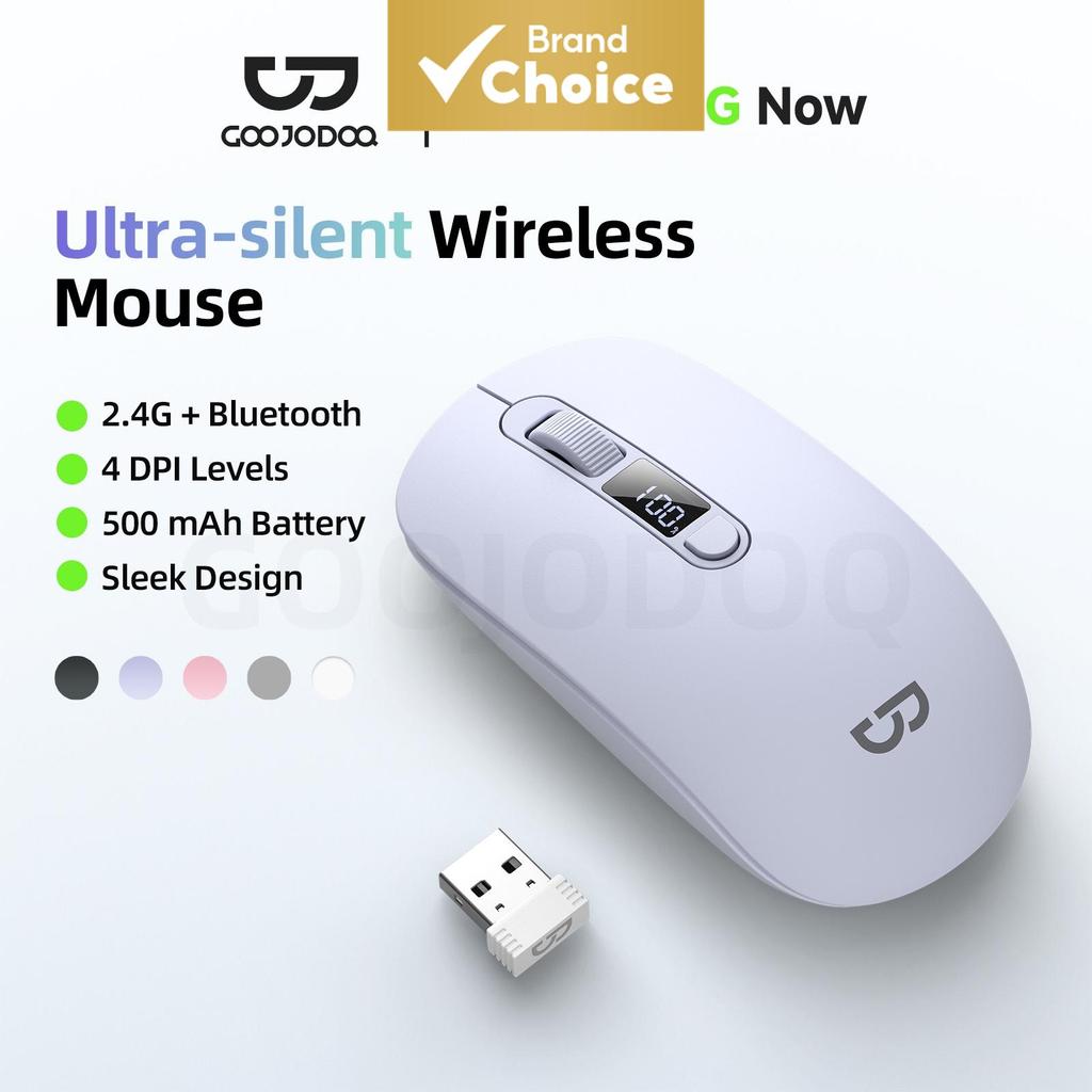เมาส์บลูทูธไร้สาย GOOJODOQ 2.4GHz โหมดคู่ตามหลักสรีรศาสตร์ ขนาดเล็ก พกพาสะดวก ใช้ได้กับแล็ปท็อป เงียบพิเศษ