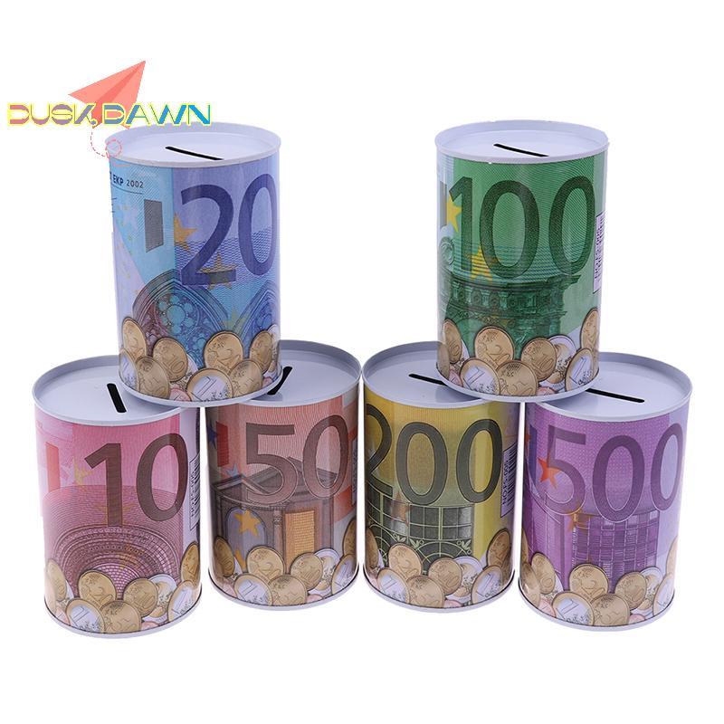 <Dusk Dawn> Euro Dollar Money Box กระบอกปลอดภัย Piggy Bank Bank Bank สําหรับกล่องฝากเหรียญ