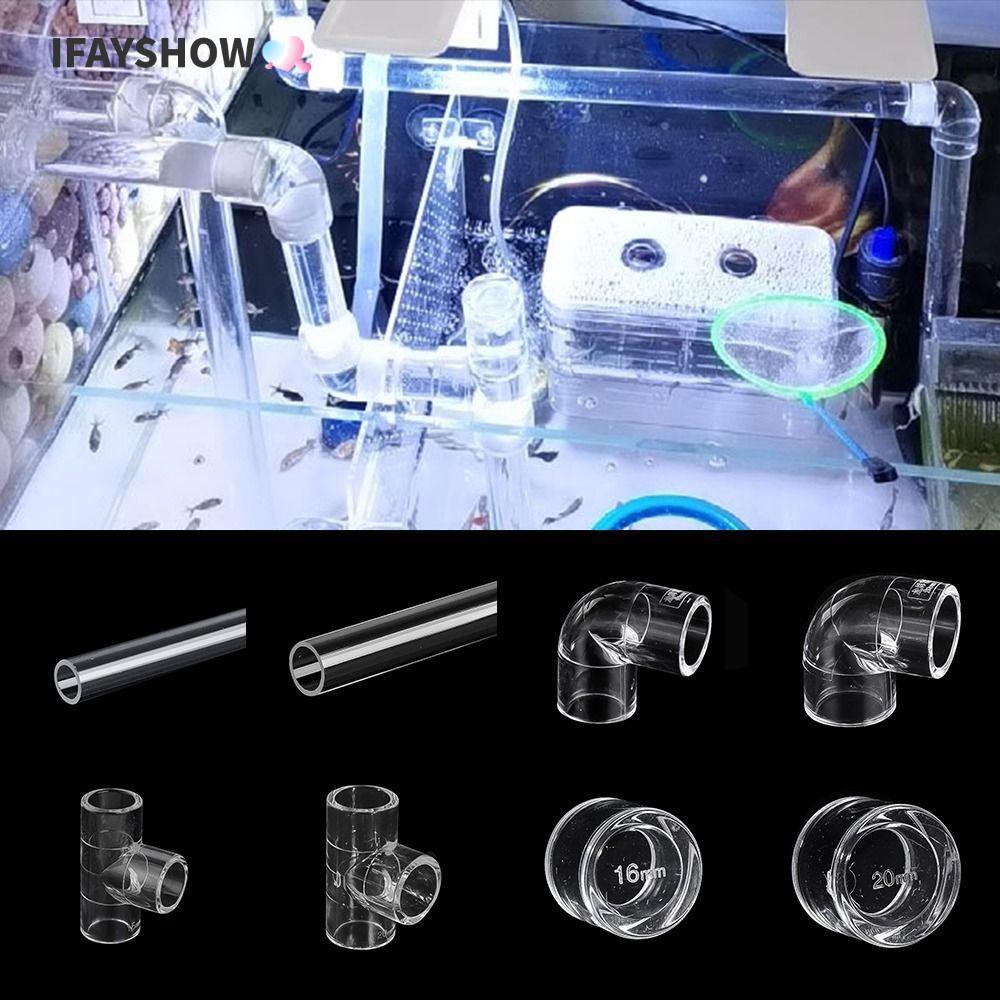 IFAYSHOW อุปกรณ์ท่ออะคริลิค,โปร่งใส Plexiglass Tank Tee Way ข้อต่อ,คุณภาพสูง 90 องศาข้อศอก 16 20 มม.