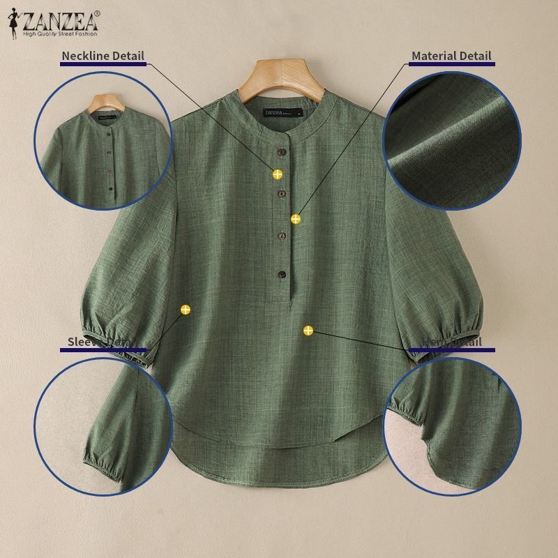 ZANZEA แซนเดลสไตล์เกาหลีสำหรับผู้หญิง ปก3/4 เปิดไหล่ ใส่สบายทุกวัน — صورة 7