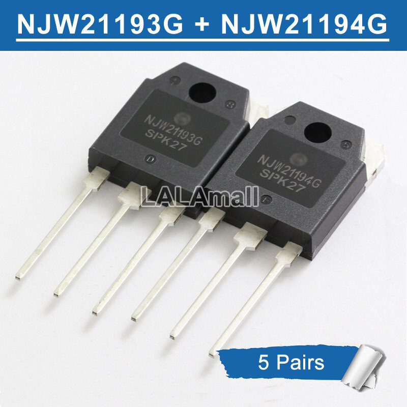 5 คู่ = 10 ชิ้น (5 ชิ้น NJW21193G + 5 ชิ้น NJW21194G ) NJW21193 NJW21194 TO-3P 16A 250V 200W NPN PNP