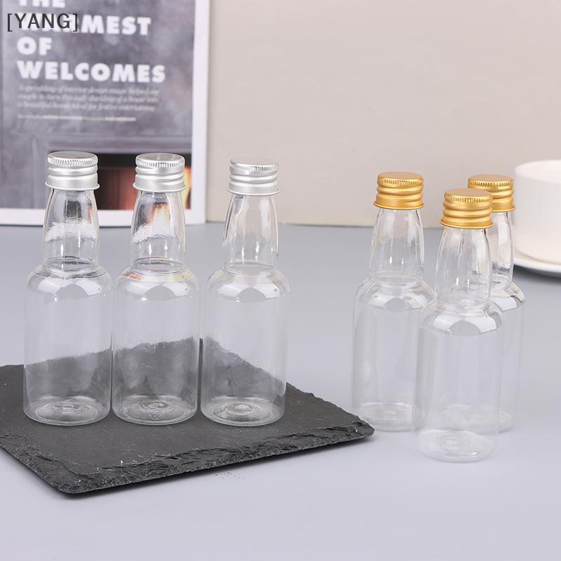 [YANG] 10 ชิ้น 50 มิลลิลิตร Mini Clear PET รีฟิลขวดไวน์ขนาดเล็กสําหรับงานแต่งงานขวดเหล้าพร้อมฝาปิดสกรูป้องกันการรั่ว null