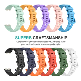 สายซิลิโคน for Huawei Band 10 9 8 7 6/Honor Band 6 7/Huawei Band 10 9 8 NFC สร้อยข้อมือกีฬายางต้นฉบับอ่อนเข็มขัดนุ่ม