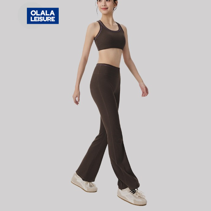 OLALA ชุดกีฬา Racerback Flared Pants Pilates Yoga Fitness