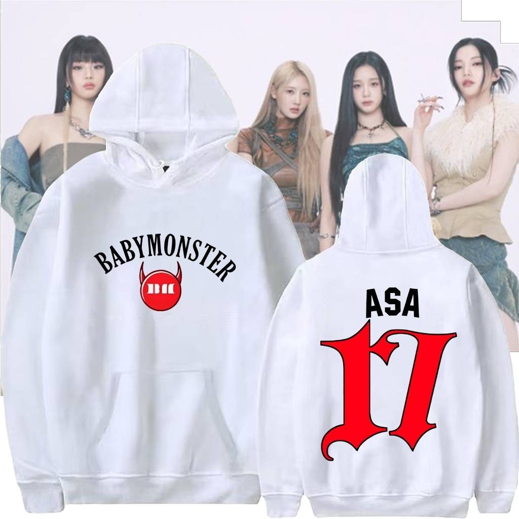 เสื้อฮู้ด Babymonster Ruka Pharita Asa Ahyeon Rami Rora Chiquita เสื้อกันหนาว Kapasual แฟชั่น Saiz p