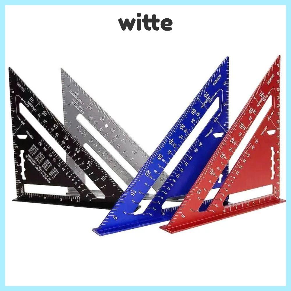 Witte ไม้บรรทัดสามเหลี่ยม ไม้โปรแทรกเตอร์วัดมุม อะลูมิเนียมอัลลอย ขนาด 7 นิ้ว สําหรับงานไม้