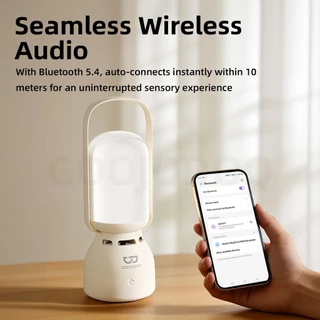 GOOJODOQ ลําโพงบลูทูธโคมไฟกลางคืน 2-in-1 แบบพกพา TWS สเตอริโอบรรยากาศแสง 1200mAh อายุการใช้งานแบตเตอรี่ยาวนาน