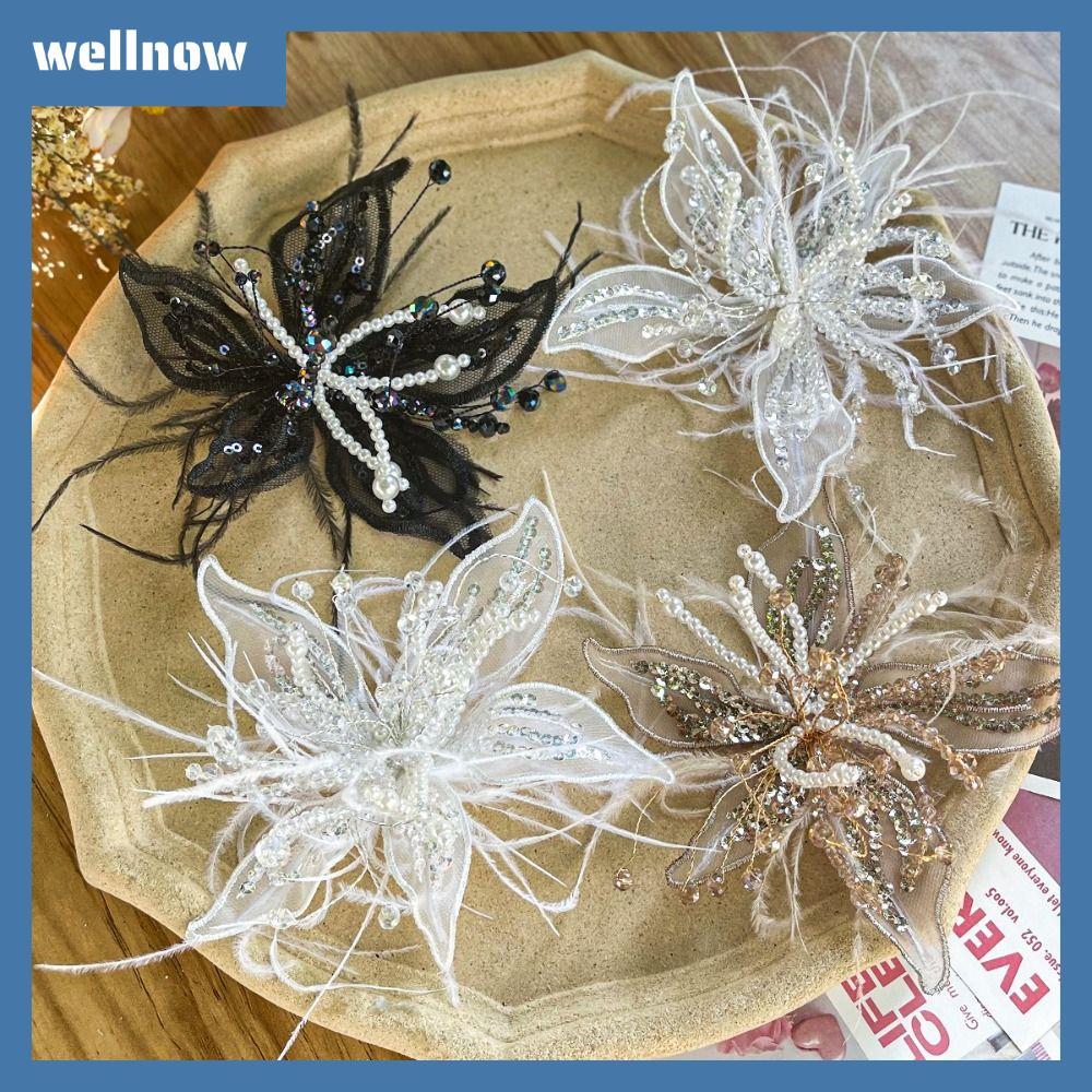WELLNOW Organza ดอกไม้ Patch, Twisted ลวดคริสตัลดอกไม้ DIY เย็บ Decals, Ethereal Handmade Hand-made Multi-layer Applique ตกแต่ง DIY หัตถกรรม