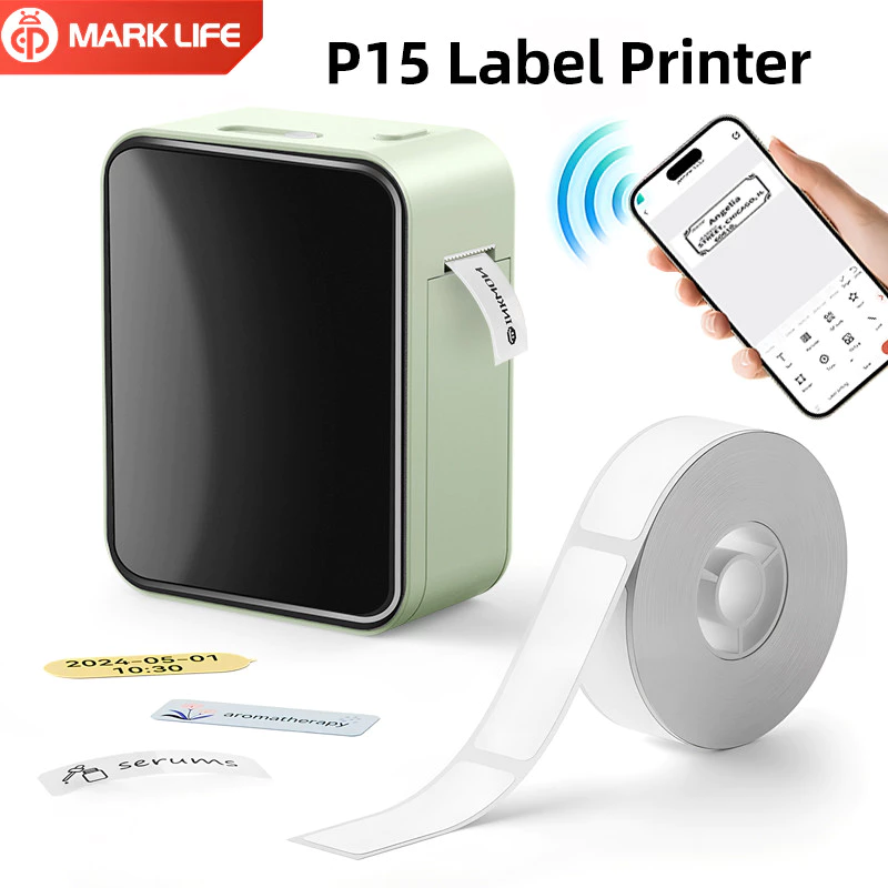 Marklife Thermal Label Printer P15 Bluetooth Label Sticker Printer Label Maker Mini Portable Printer