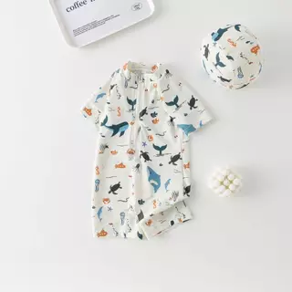 พร้อมส่งค่า ชุดว่ายน้ำเด็กผู้ชายผู้หญิงใส่ได้ค่ะ แขนสั้น ลายสัตว์น้ำ น่ารักมาก ผ้าโพลีเอสเตอร์ SW 633