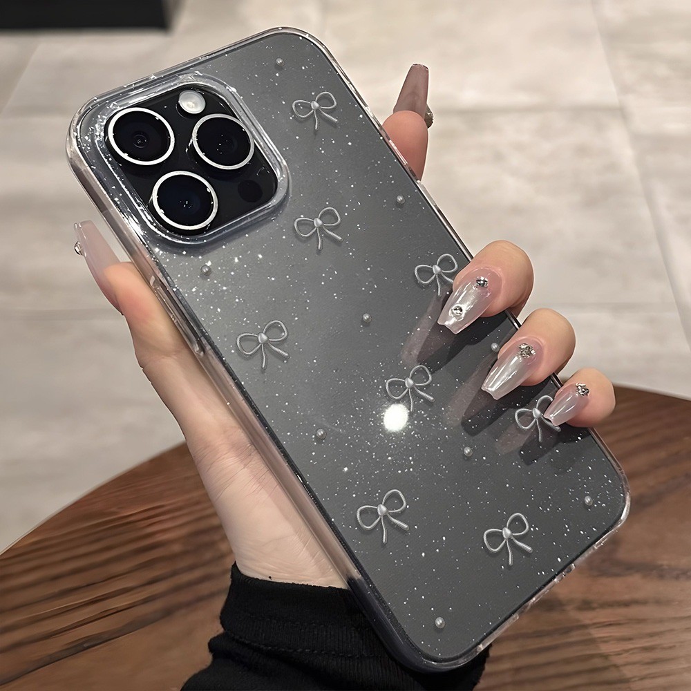 For iPhone กระพริบเคสโทรศัพท์ เคสไอโฟน โบว์เล็กเงางาม 11 13 14 Pro 15 16 Plus 12 16 Pro Max 15 14 PRO MAX X XS MAX - รูปที่ 4