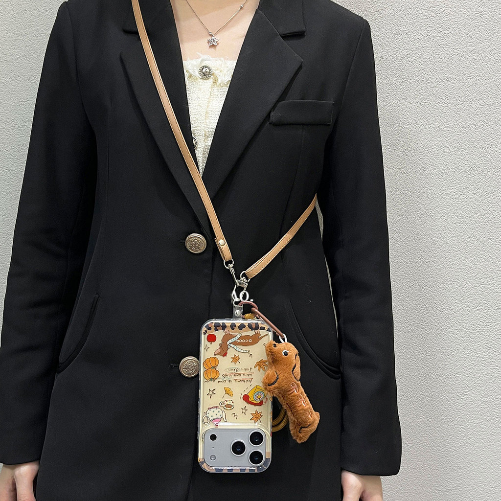 TE142 สําหรับ iphone กันกระแทกเกาหลีน่ารักเคสโทรศัพท์ 17AIR/17PRO/16Pro Max กรณี/15 Promax 16plus 14 pro max 16pro 12pro 11 ที่ถอดออกได้เชือกเส้นเล็กผู้หญิงการ์ตูน Art ins สายคล้องสําหรับสาว - รูปที่ 2