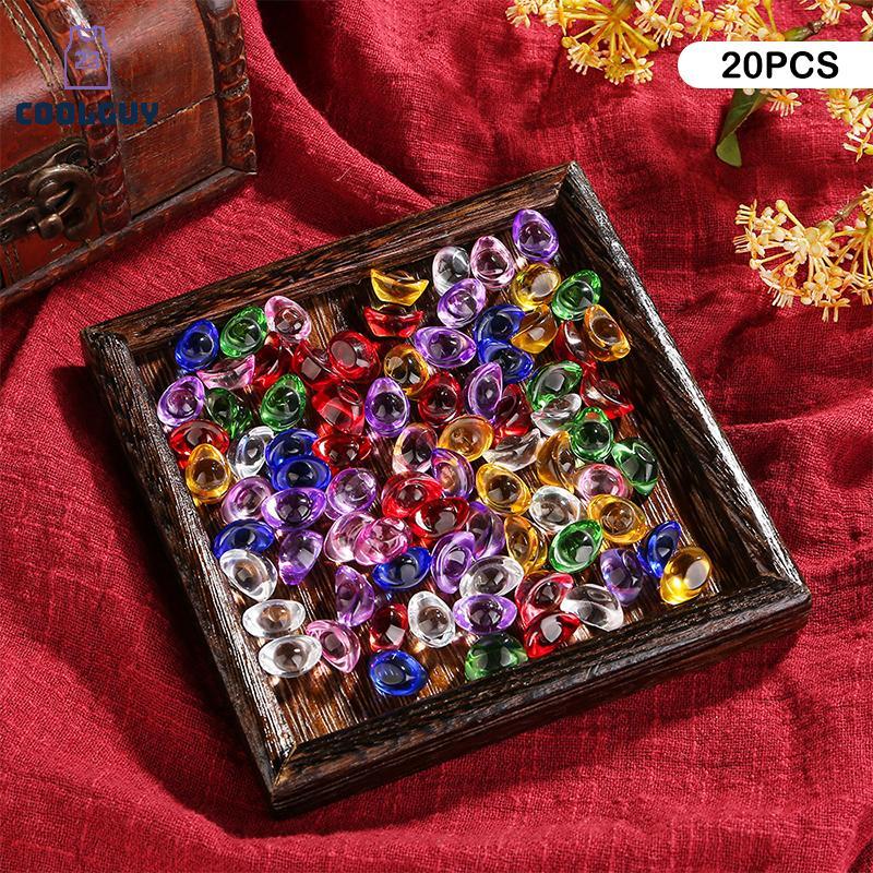 [YLSW] 20 ชิ้นคริสตัลแก้วสีสันสดใส Yuan Bao Ingots - ตกแต่งพรในบ้าน TH