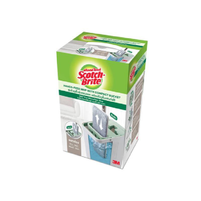 SCOTCH-BRITE ชุดถังถูพื้น รุ่นคอมแพค พร้อมไม้ถูพื้นแฮนด์ฟรี