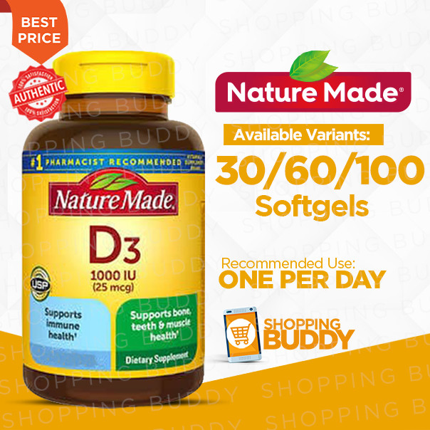 Nature Made วิตามิน D3 1000 IU ซอฟท์เจล