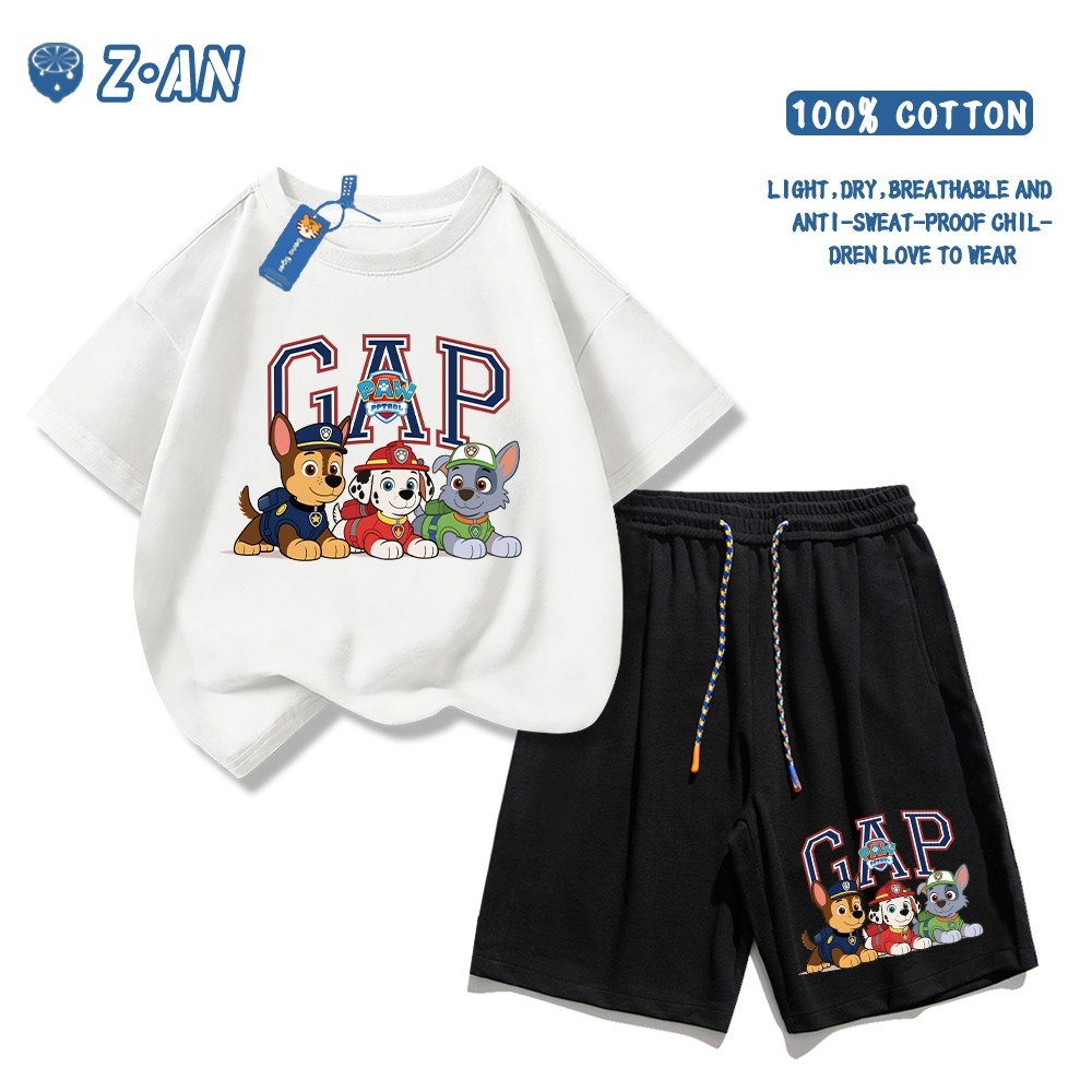 【จัดส่งไทย】2ชิ้น BOBชุดเสื้อแขนสั้นเด็ก ลาย Paw Patrol แท้นุ่มสบาย เซ็ตเสื้อ+กางเกง 2 ชิ้น เหมาะสำหรับใส่ทุกวัน