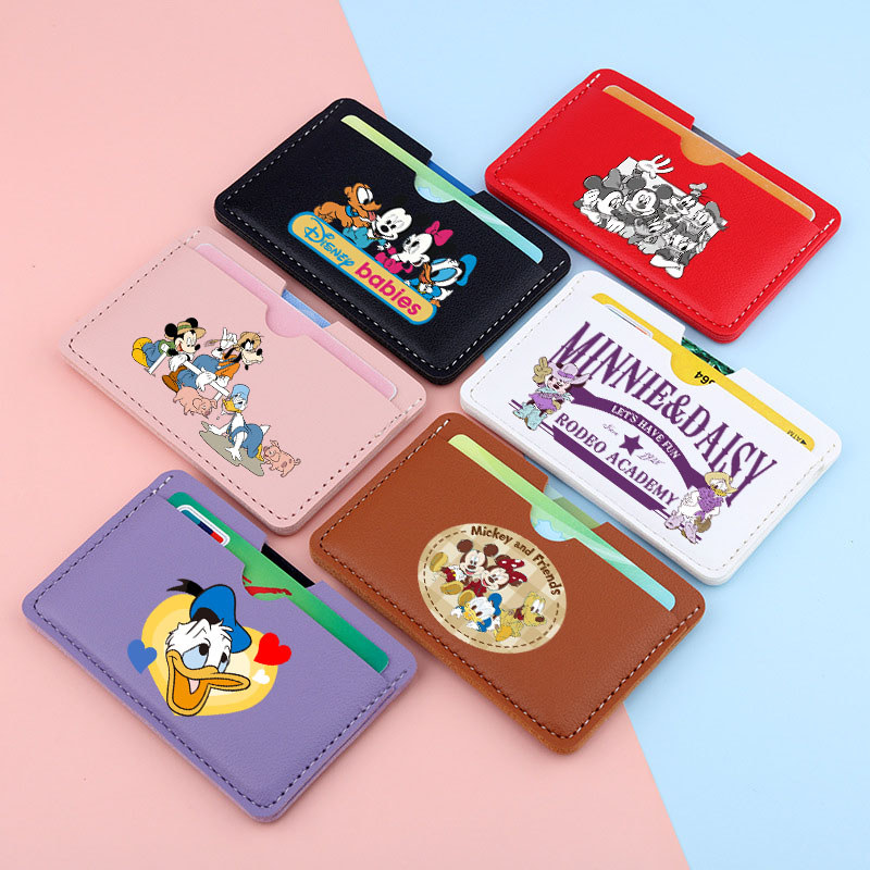 การ์ตูน Mickey Mouse Card Bag Mini Pu Leather Card Purse Anime Coin Holder Wallet