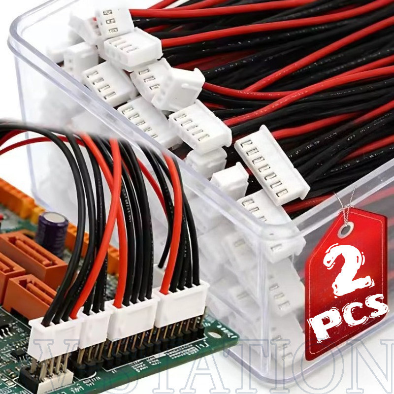 2PCS Battery Balance Charger Cables - JST-XH Adapter Plug - สายไฟซิลิโคน - 1S-6S Lipo Battery Connec