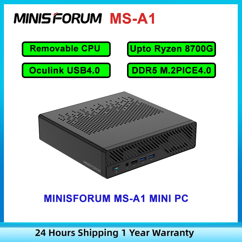 MINISFORUM MS-A1 5800X/9600X/9700X/7800X3D Removable Strongest Graphics APU up to AMD 8700G  MINI PC