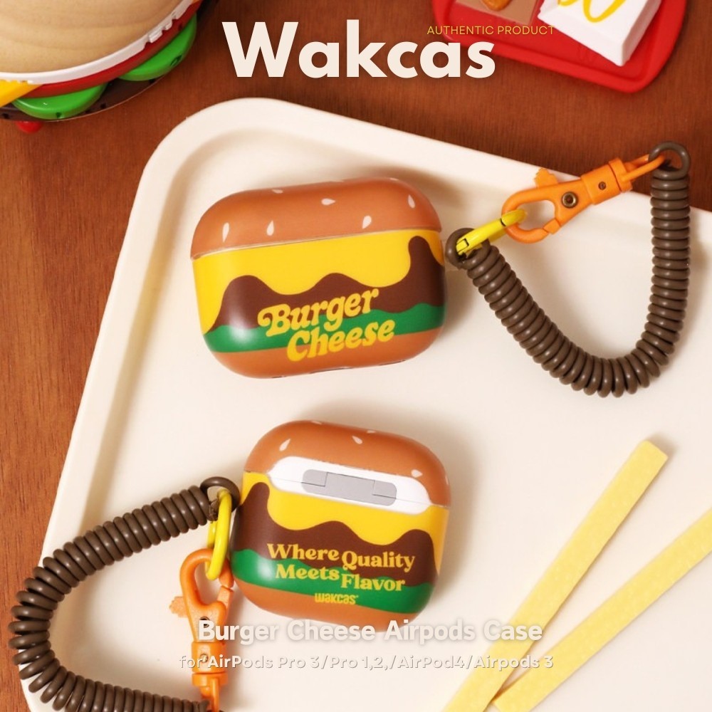 Wakcas Burger Cheese Airpods Case เคสสำหรับ AirPods Pro, AirPods 4 และ AirPods 3
