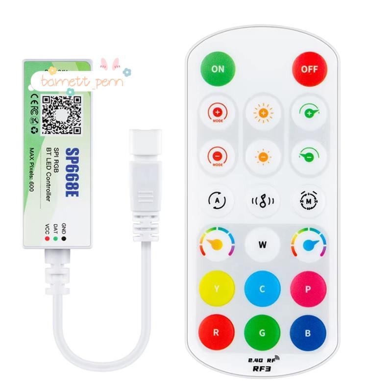 SP668E SPI RGB LED Controller 600 IC BT APP 2.4G ระยะไกลสําหรับ WS2811 WS2812B DIY แบบไดนามิกพิกเซล 