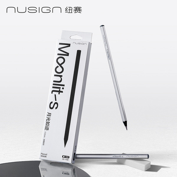 ดินสอ 2b กบเหลาดินสอ NS753-HB Silver Hex Rod NS753-HB Pencil 2B (สีเงิน) (10 ชิ้น/กล่อง) ตะกั่ว-ฟรีส