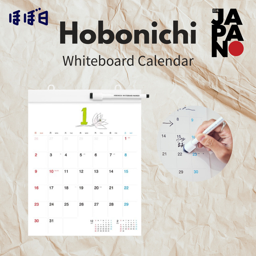 Hobonichi Whiteboard Calendar 2025 Medium Wall-Mounted