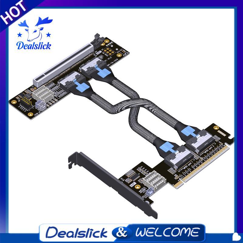 PCIe 4.0 X16 MCIO กราฟิกการ์ดแยกการ์ด GEN4 PCIE X16 ถึง X8 X8 Bifurcation อะแดปเตอร์ PCIe 4.0 X16 MC
