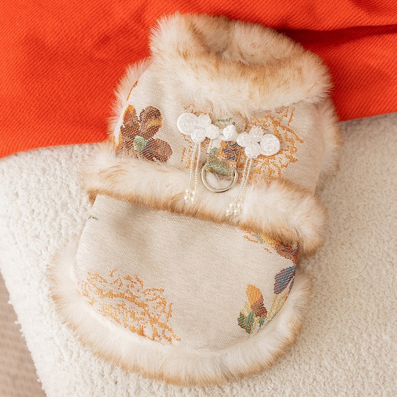 HuggyPets เสื้อผ้าสุนัขปีใหม่เทศกาลสัตว์เลี้ยง Tang ชุดเสื้อกั๊กตุ๊กตา Bichon แมวเทศกาลฤดูใบไม้ผลิสไตล์จีนเสื้อผ้าสัตว์เลี้ยงสองขา - รูปที่ 5