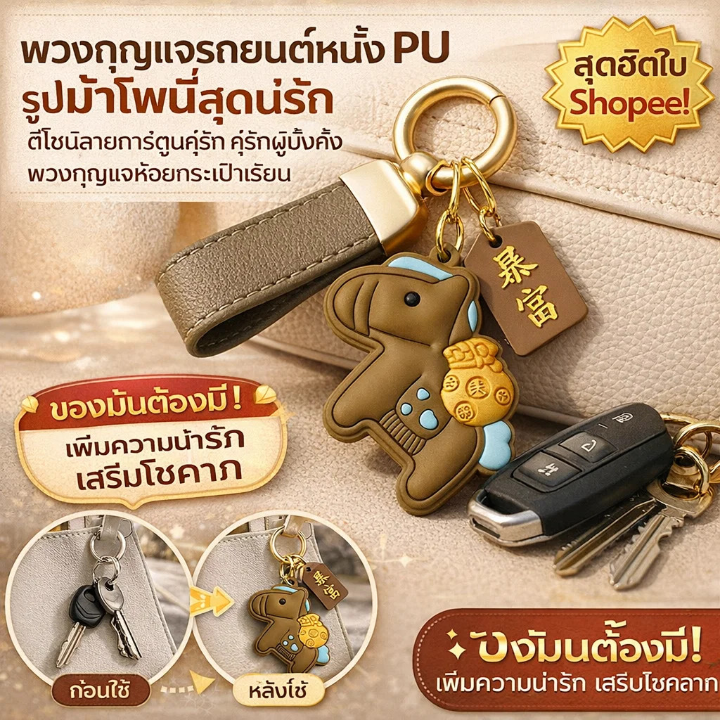 【น่ารัก/โชคลาภ/คู่รัก】 พวงกุญแจรถยนต์รูปม้าแฟชั่นน่ารัก ห้อยกระเป๋านักเรียน เครื่องรางนำโชค ของขวัญคู่รัก สีสันสดใส พวงกุญแจการ์ตูน/จี้กระเป๋า/เครื่องรางม้าโชคลาภ/ของขวัญแฟชั่น
