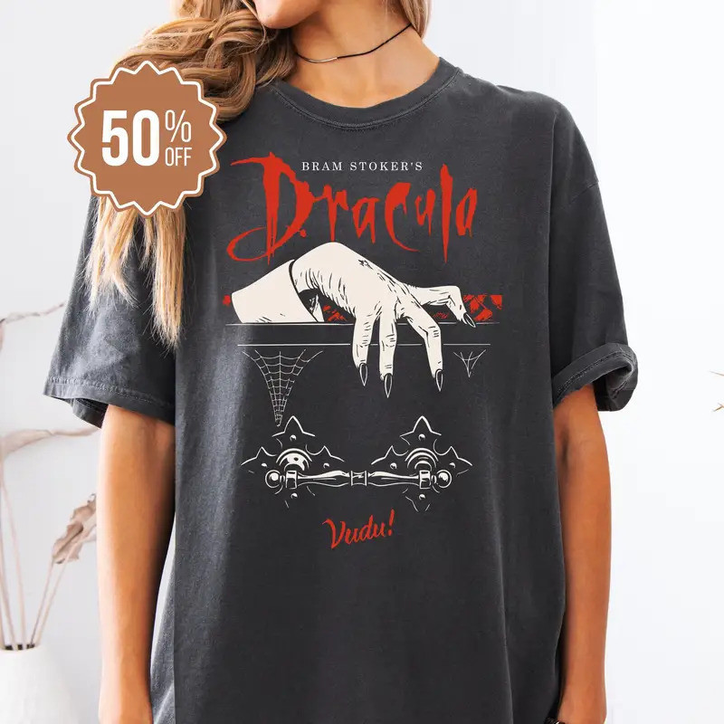 ชุดเสื้อ Dracula ของ Bram Stoker: เสื้อยืดภาพยนตร์สยองขวัญโกธิค แขนสั้น ลายกราฟิก สำหรับผู้ชายและผู้หญิง ทุกฤดู