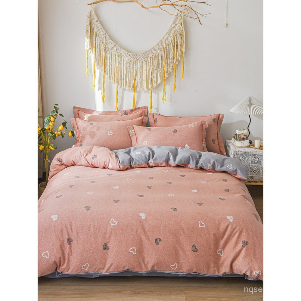 ปลอกผ้านวม ปลอกผ้านวมขนสัตว์ชุดสี่ชิ้นผ้าฝ้ายแท้แปรง 229x230248X2482.2 x2.3 x2.G บด UM8O