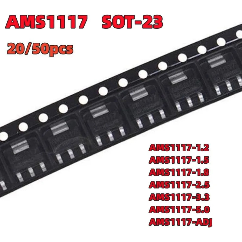 5PCS AMS1117 3V3 AMS1117-1.2 AMS1117-1.5 AMS1117-1.8 AMS1117-2.5 AMS1117-3.3 AMS1117-5.0 AMS1117-ADJ