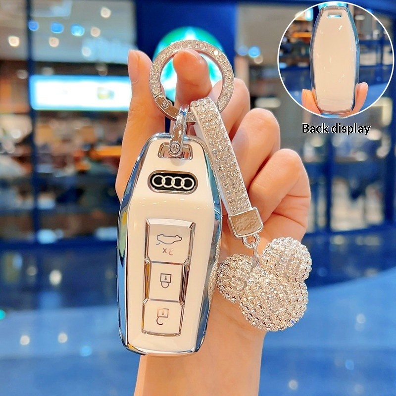 สําหรับ 2025 AUDI Q6 E-tron Key Case E-tron TPU รถ Remote Key Case Protector พวงกุญแจคลุมทั้งหมด She
