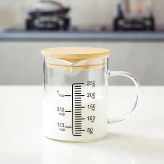 🧊 ICE COFFEE แก้วตวง ถ้วยตวง ด้วยมาตราส่วน 250มล เหยือกแก้วตวงเครื่องดื่มและอาหาร เข้าไมโครเวฟได้ แก้วชงกาแฟ ​ทนความร้อน