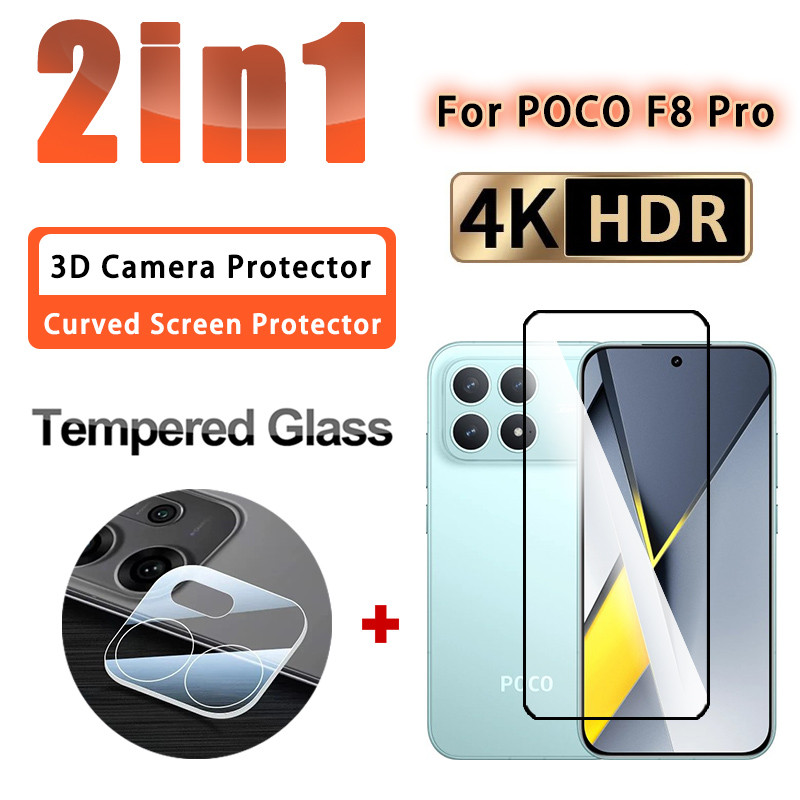 2 IN 1 ฟิล์มกระจกนิรภัย POCO F8 Pro ฟิล์มแก้วสําหรับ POCO F8 Pro F7 X7 M7 F6 F5 X6 X5 M6 M5 Pro Ultr