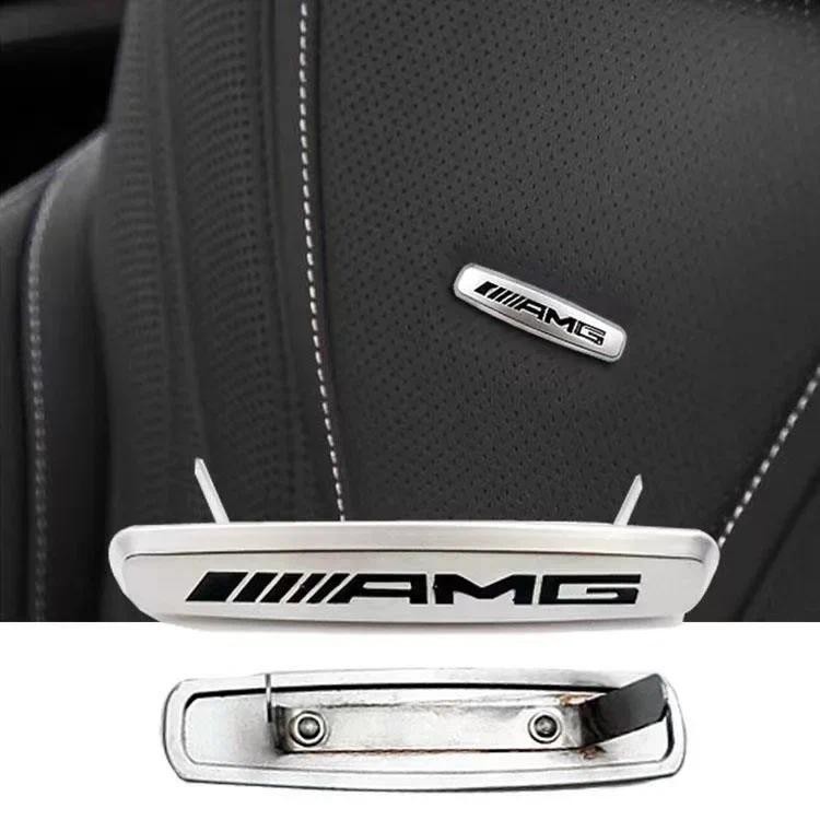 2pcs รถที่นั่งโลโก้สติกเกอร์รูปลอกสําหรับ Mercedes Benz AMG Maybach W212 W221 W222 W223 W205 A/B/C/E
